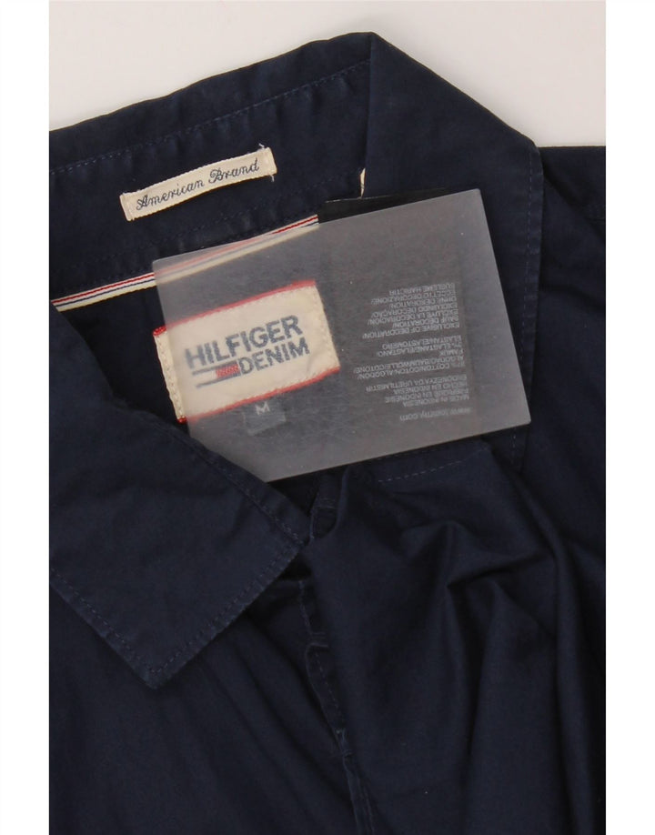 Tommy Hilfiger Herren-Kurzarmhemd, mittelmarineblaue Baumwolle