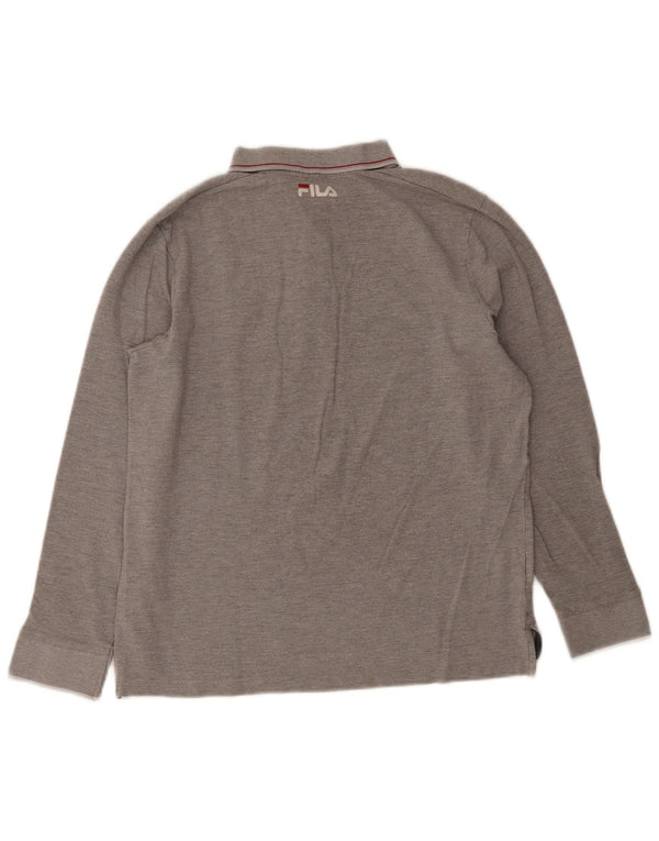 Fila Langarm-Poloshirt für Jungen, 15–16 Jahre, groß, graue Baumwolle