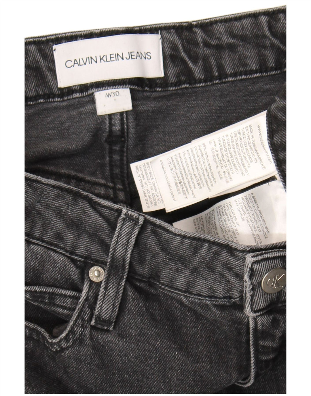 Calvin Klein Damen Jeansrock W30 mittelgraue Baumwolle