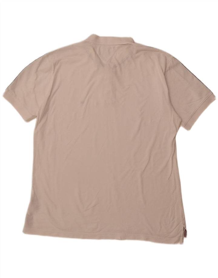 TOMMY HILFIGER Herren-Poloshirt mit normaler Passform, 2XL, weiße Farbblock-Baumwolle