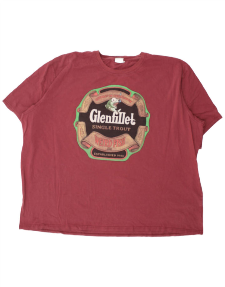 WEIRD FISH Herren-T-Shirt mit Grafik, 4XL, rote Baumwolle