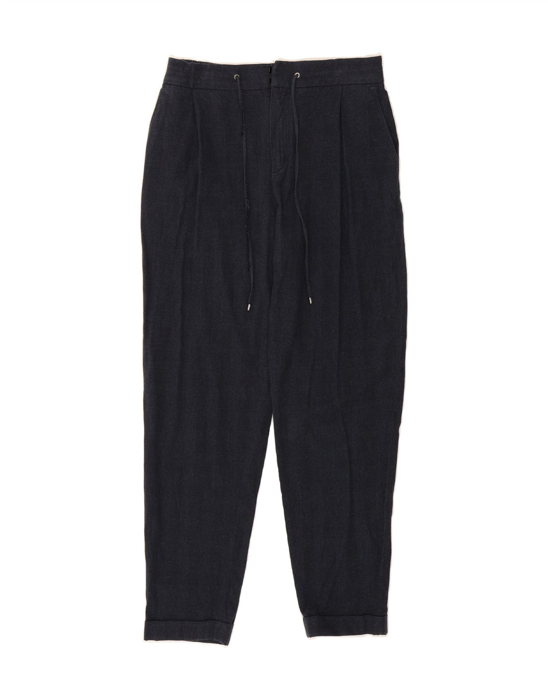 MASSIMO DUTTI Womens Casual Trousers EU 38 Small W30 L28 Navy Blue Check Vintage Massimo Dutti and Second-Hand Massimo Dutti from Messina Hembry 