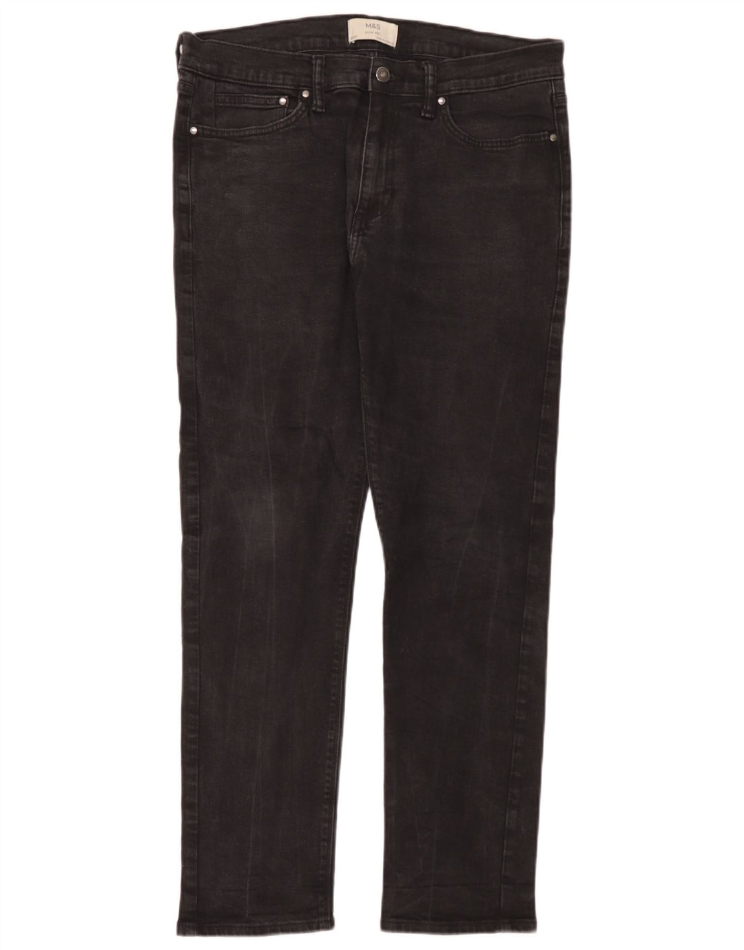 Marks & Spencer Herren Slim Jeans W34 L31 Schwarze Baumwolle