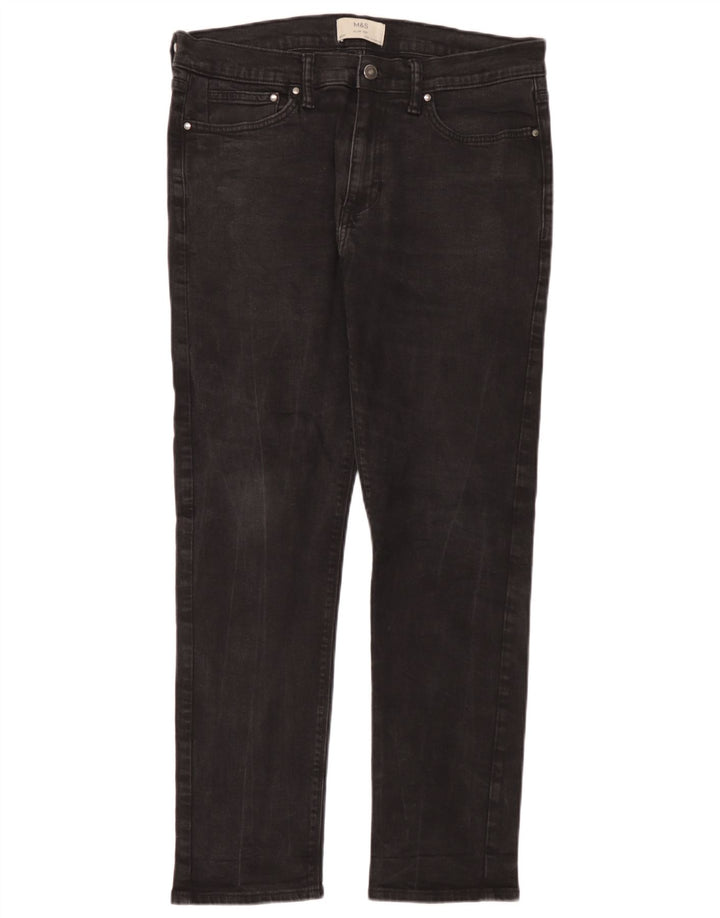 Marks & Spencer Herren Slim Jeans W34 L31 Schwarze Baumwolle