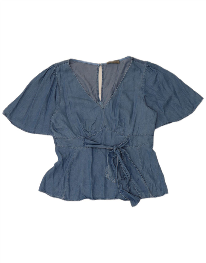 Oasis Damen-Blusenoberteil UK 14 Mittelblaues Lyocell