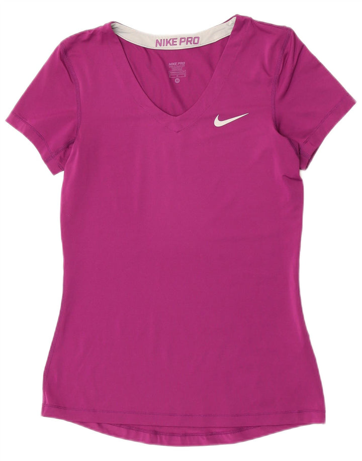Nike Damen Dri Fit T-Shirt Top UK 12 Medium Lila Polyester