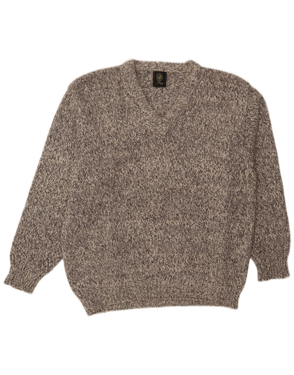 Fay Herren-Pullover mit V-Ausschnitt, 2XL, grau gesprenkelte Wolle