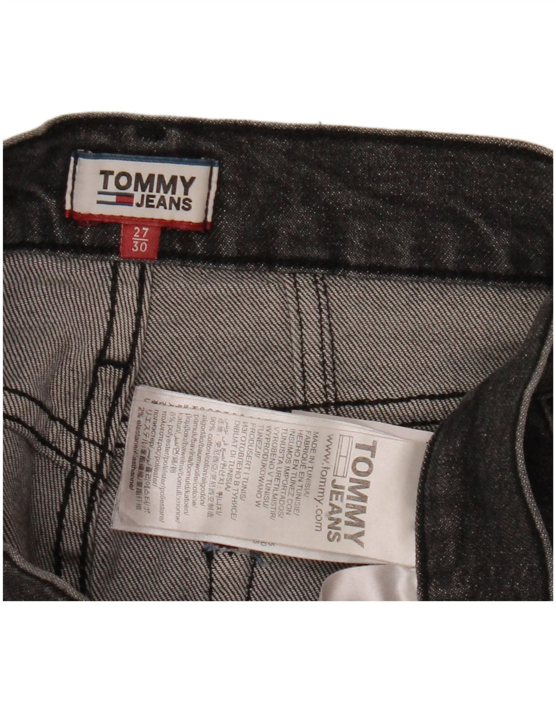 Tommy Hilfiger Damen Tapered Jeans W27 L26 Schwarze Baumwolle