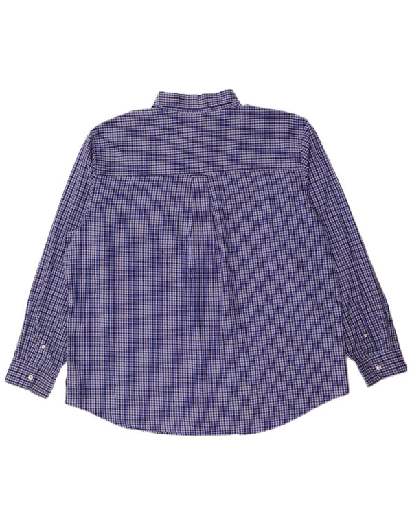 Chaps pflegeleichtes Herrenhemd 2XL aus blauer Gingham-Baumwolle
