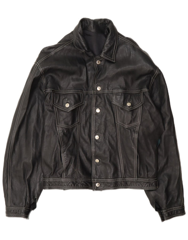 Vintage Herren Lederjacke UK 40 Large Schwarz