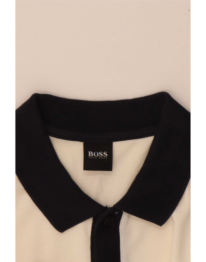 Hugo Boss Herren-Poloshirt, Größe S, Weiß, Farbblock