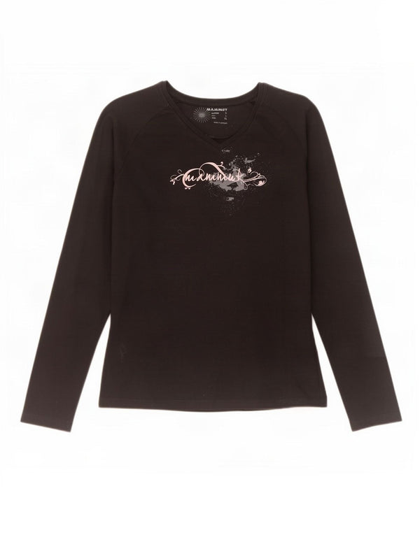 Mammut Womens Graphic Top Langarm UK 16 Large Schwarz Baumwolle