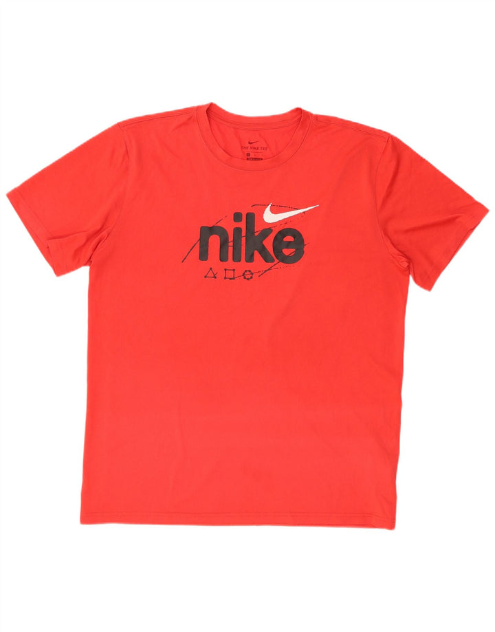 NIKE Herren Dri Fit Grafik-T-Shirt-Oberteil, großes rotes Polyester