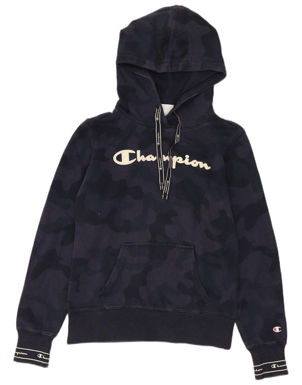 CHAMPION Damen-Kapuzenpullover mit Grafik, UK 10, Größe S, Marineblau, Camouflage
