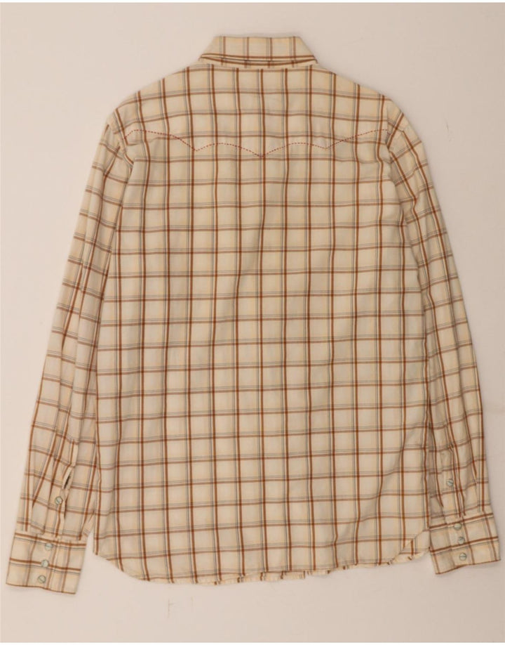 GAS Mens Shirt Large Beige Check Cotton Vintage Gas and Second-Hand Gas from Messina Hembry 