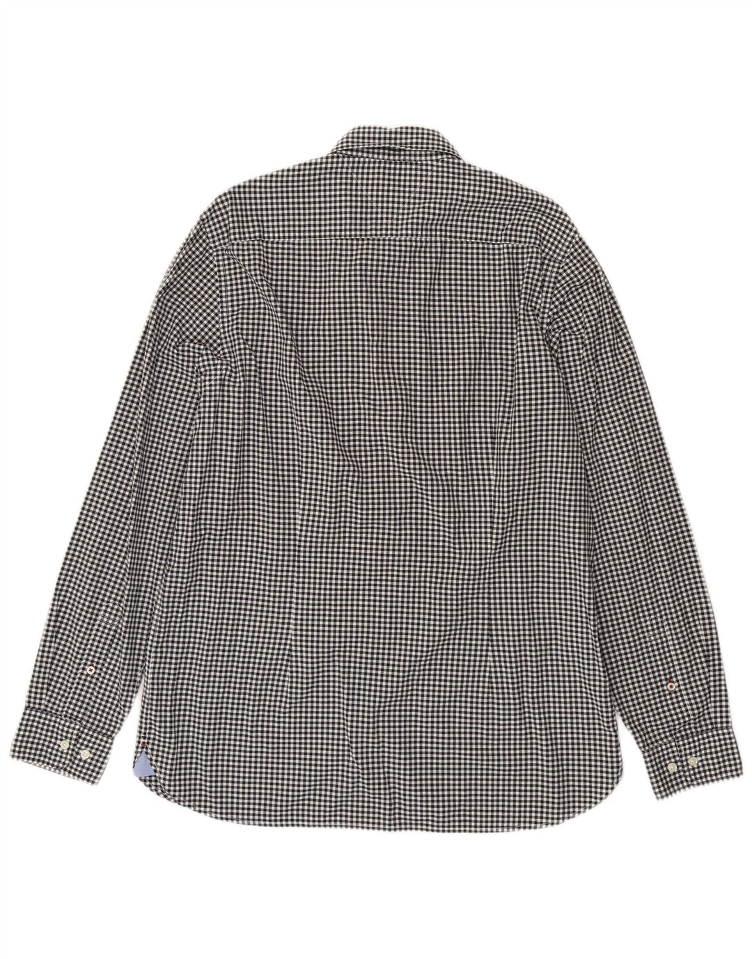 Tommy Hilfiger Herrenhemd XL, schwarze Gingham-Baumwolle