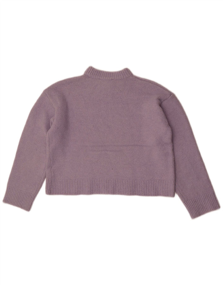 Zara Damen Crop Crew Neck Pullover Pullover UK 14 Mittellila Polyester