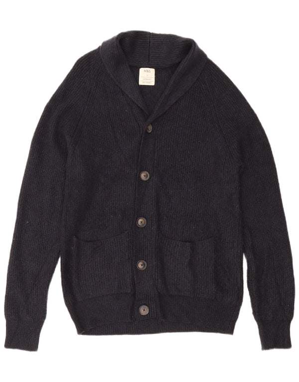 Marks & Spencer Mens Cardigan Sweater Small Navy Blue Polyamide