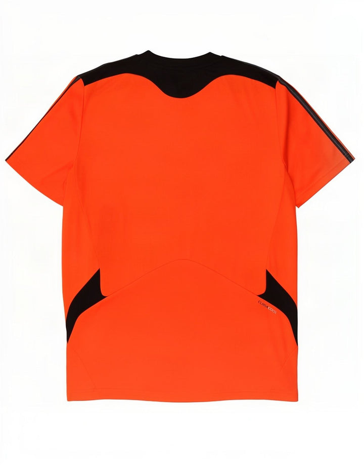 Adidas Herren Climacool T-Shirt-Oberteil Mittelorangefarbenes Farbblock-Polyester