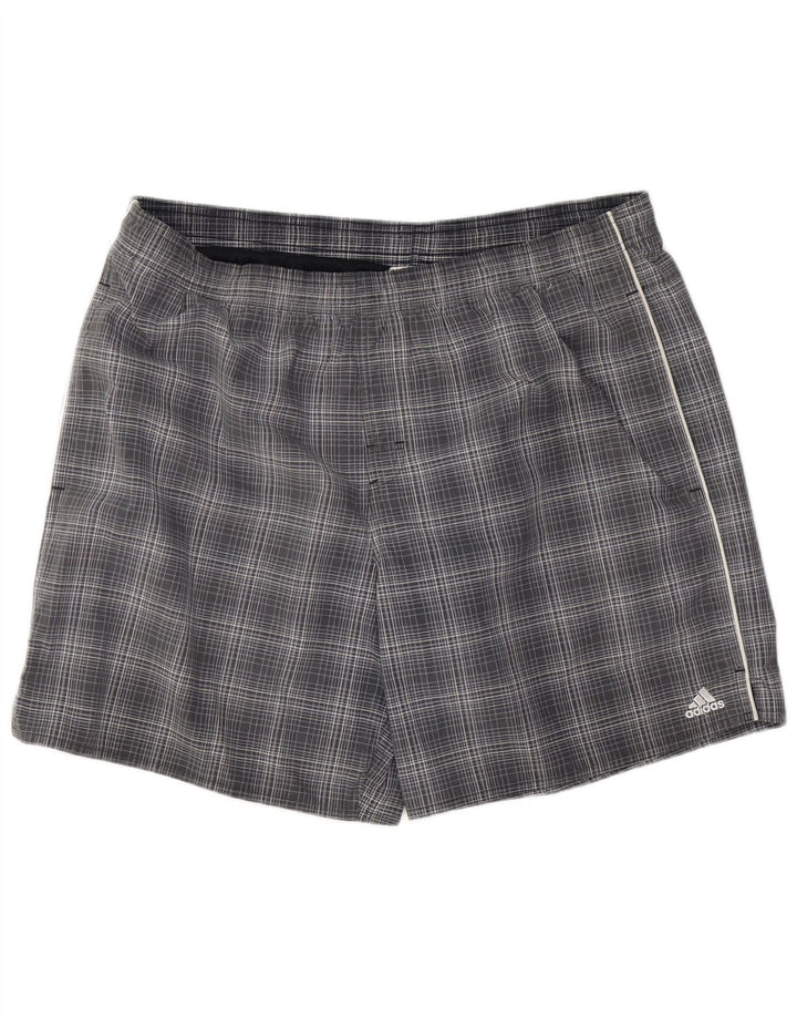 ADIDAS Herren-Badeshorts, groß, grau kariert, Polyester