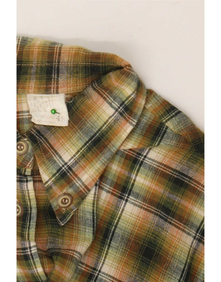 Vintage Damen Flanellhemd IT 48 XL grün kariert Baumwolle