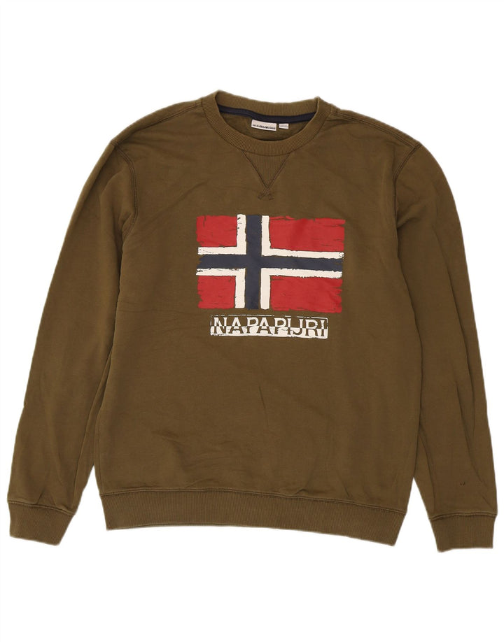 Napapijri Herren-Sweatshirt mit Grafik, Größe L, Khaki