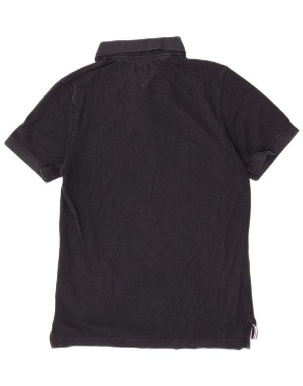 Tommy Hilfiger Herren-Poloshirt, mittelgroß, schwarze Baumwolle