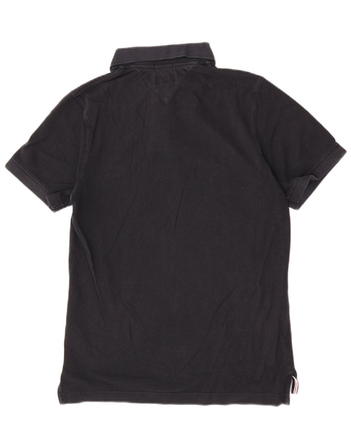 Tommy Hilfiger Herren-Poloshirt, mittelgroß, schwarze Baumwolle