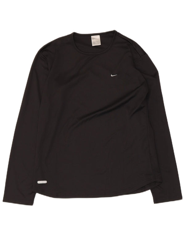 Nike Damen Dri Fit Top Langarm UK 14/16 Large Schwarz Polyester