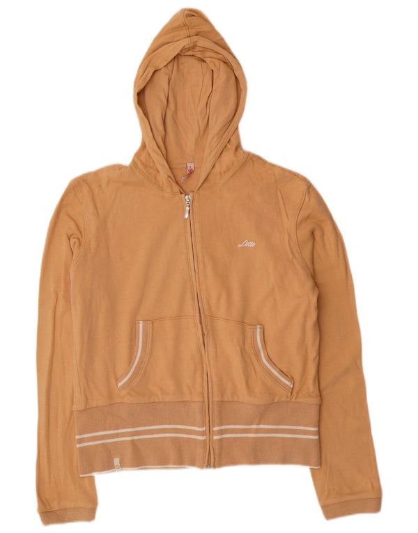 LOTTO Damen Crop Zip Hoodie Pullover UK 16 Large Beige Baumwolle