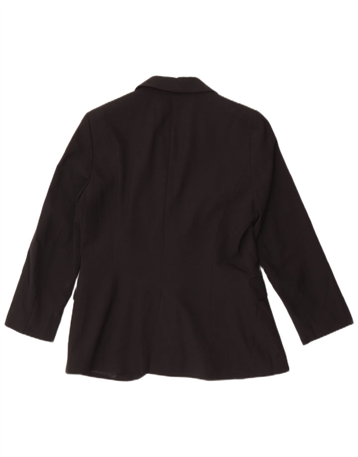 Zara Damen 1-Knopf-Blazerjacke EU 40 Mittelschwarzes Polyester