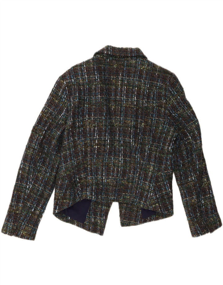 ZARA Womens Crop Open Blazer Jacket UK 18 XL Green Check Cotton Vintage Zara and Second-Hand Zara from Messina Hembry 