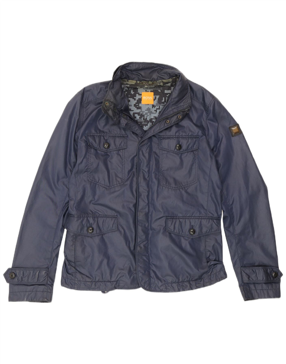 Hugo Boss Herren-Utility-Jacke EU 50, große marineblaue Baumwolle