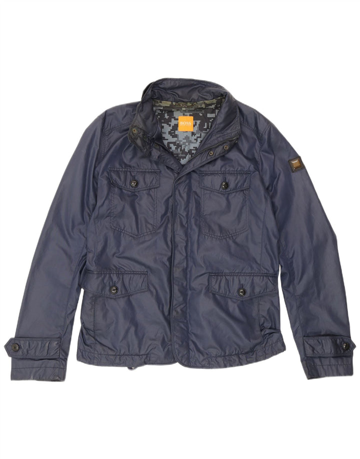 Hugo Boss Herren-Utility-Jacke EU 50, große marineblaue Baumwolle
