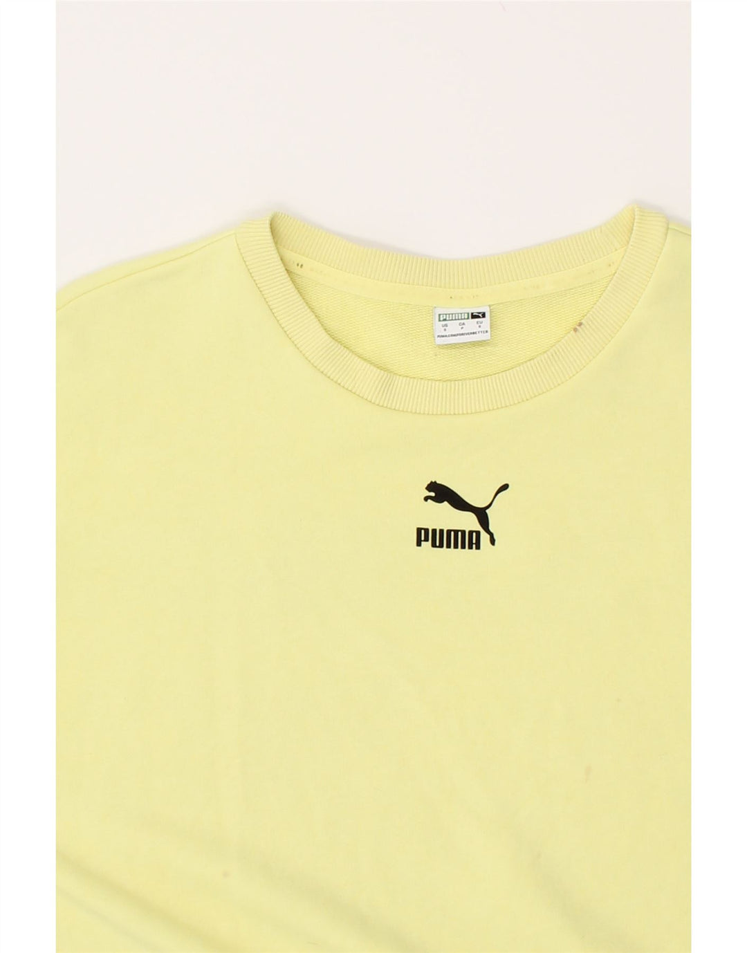 PUMA Mens Graphic Sweatshirt Jumper Small Yellow Cotton | Vintage Puma | Thrift | Second-Hand Puma | Used Clothing | Messina Hembry 