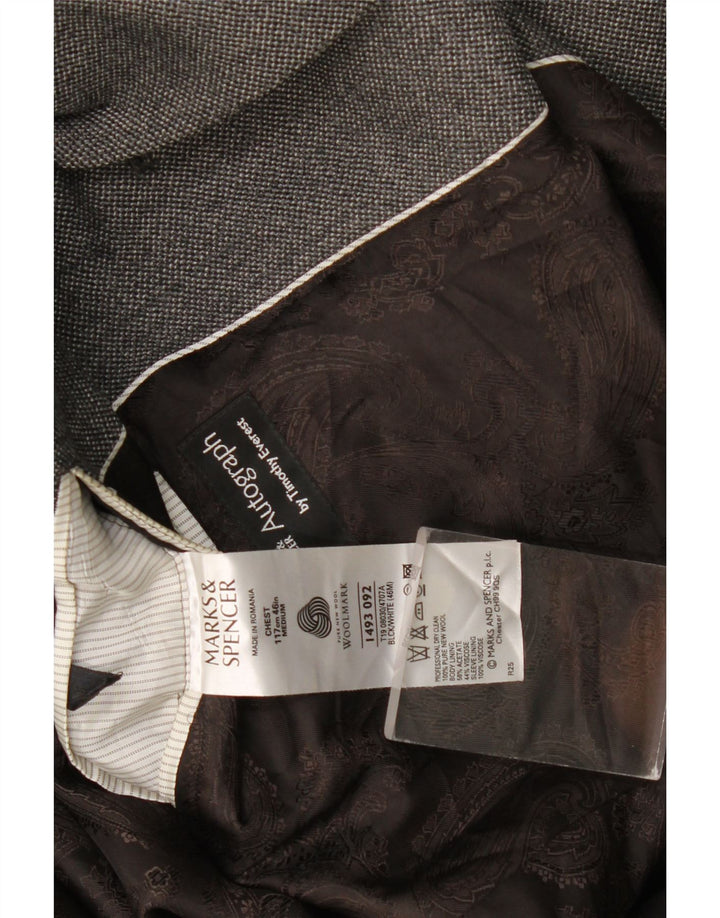 Marks & Spencer Herren Autograph 2-Knopf-Blazerjacke UK 46 XL Graue Wolle