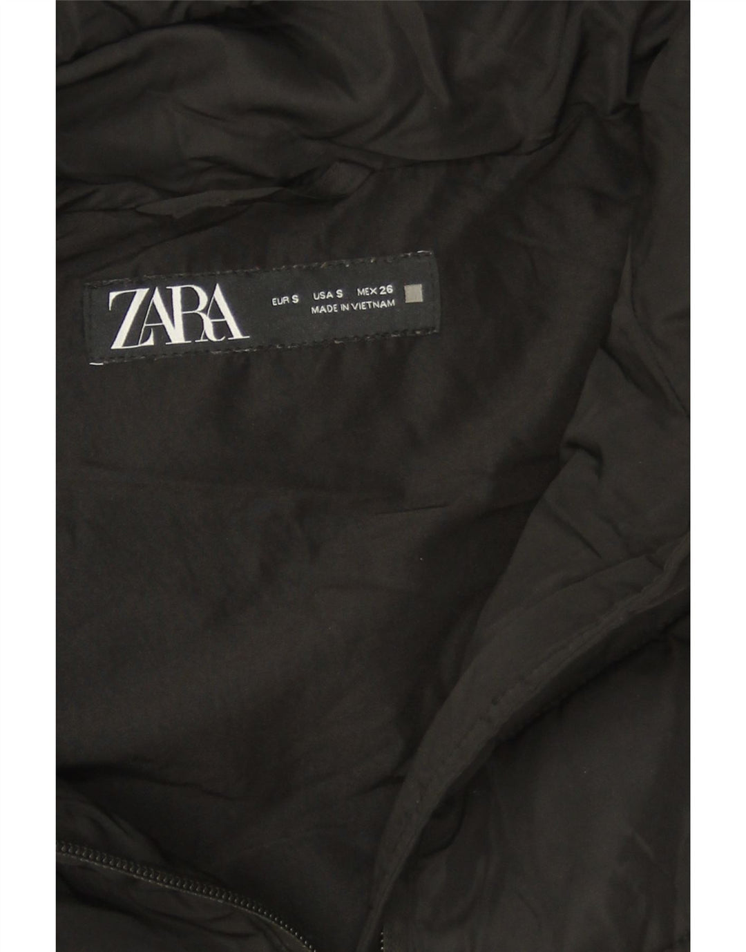 Zara Damen-Kapuzenjacke, wattiert, Gr. 10, Größe S, Schwarz, Polyester