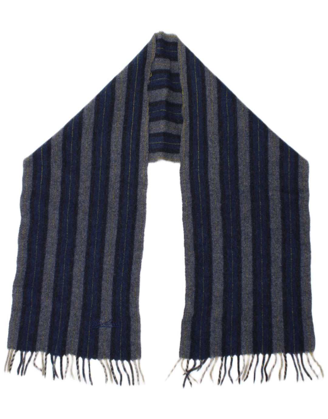 Borsalino Herren-Rechteckschal, Einheitsgröße, blau gestreift, Schurwolle, klassisch