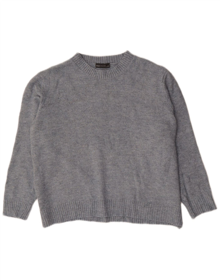 Marks & Spencer Damen Übergroßer Pullover mit Rundhalsausschnitt, UK 14, Mittelblau