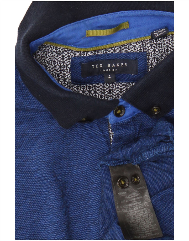Ted Baker Herren-Poloshirt, Größe 4, groß, blaue Baumwolle