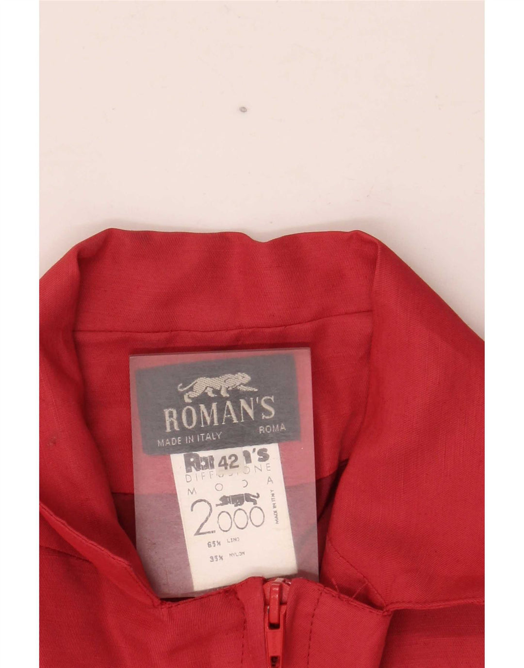 Roman's Kurzärmliger Damen-Blazer mit durchgehendem Reißverschluss IT 42 Mittelrotes Leinen