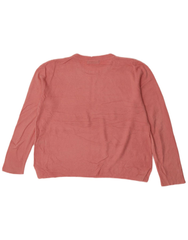 Marks & Spencer Womens Crew Neck Jumper Sweater UK 16 Large Pink Acrylic