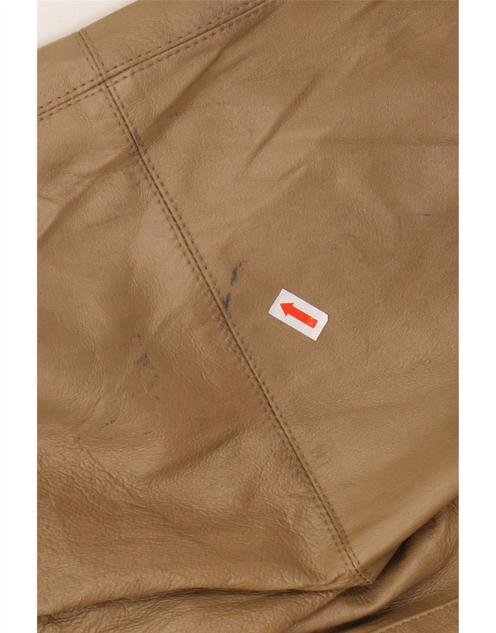 VINTAGE Damen Übergroßer Ledermantel mit Kapuze IT 46 Großes braunes Leder