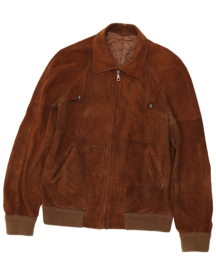 Vintage Herren Wildleder Bomberjacke UK 38 Mittelbraun