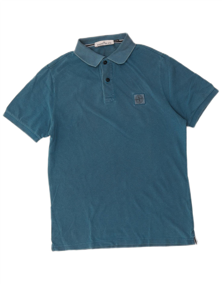 Slim-Fit-Poloshirt für Herren von Stone Island aus mittelblauer Baumwolle