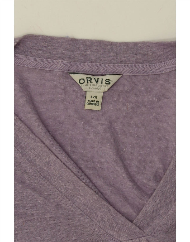 ORVIS Womens Top 3/4 Sleeve UK 16 Large Purple Linen Vintage Orvis and Second-Hand Orvis from Messina Hembry 