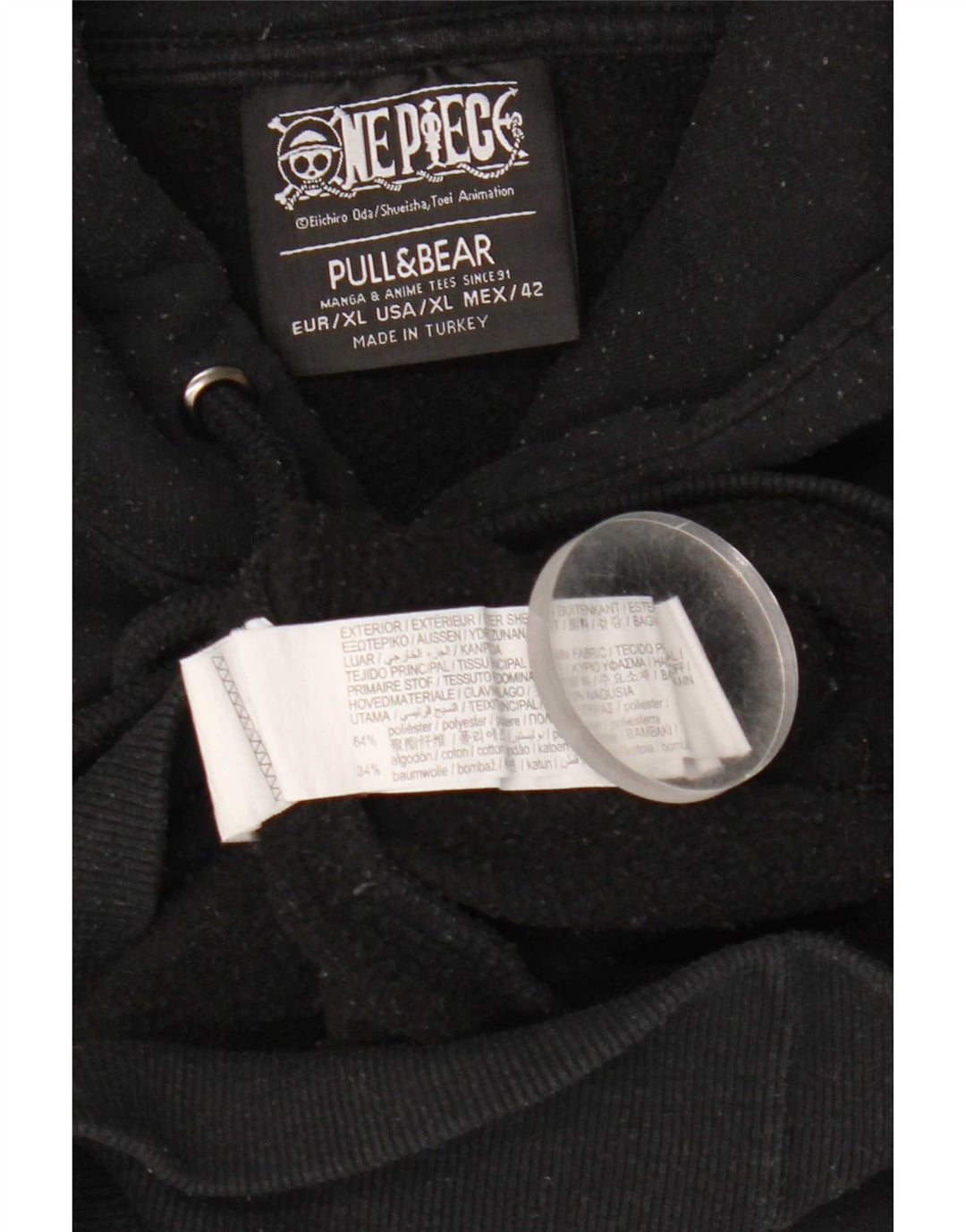 Pull & Bear Herren-Kapuzenpullover mit Grafik, XL, Schwarz, Polyester