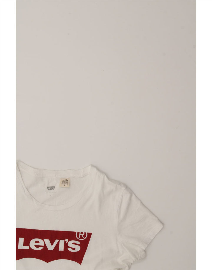 LEVI'S Womens Graphic T-Shirt Top UK 14 Medium White Cotton Vintage Levi's and Second-Hand Levi's from Messina Hembry 