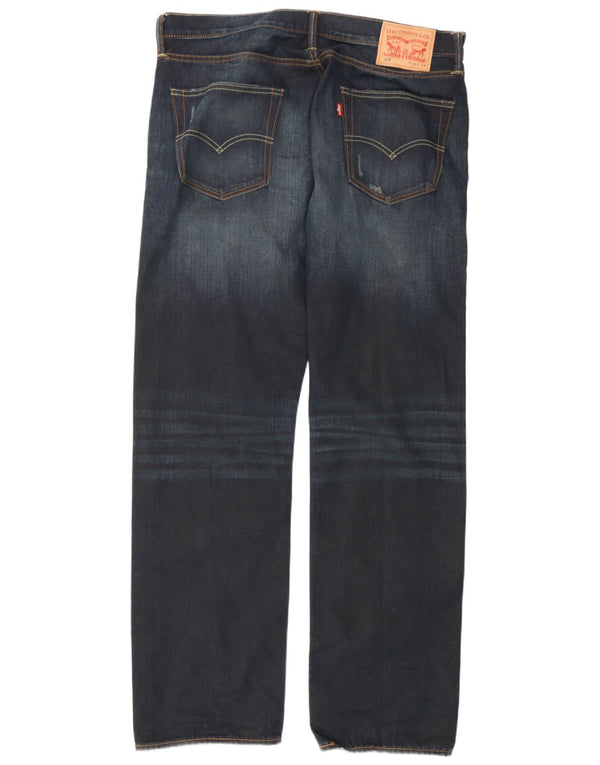 Levi's Herren 504 Distressed Straight Jeans W36 L34 Marineblaue Baumwolle