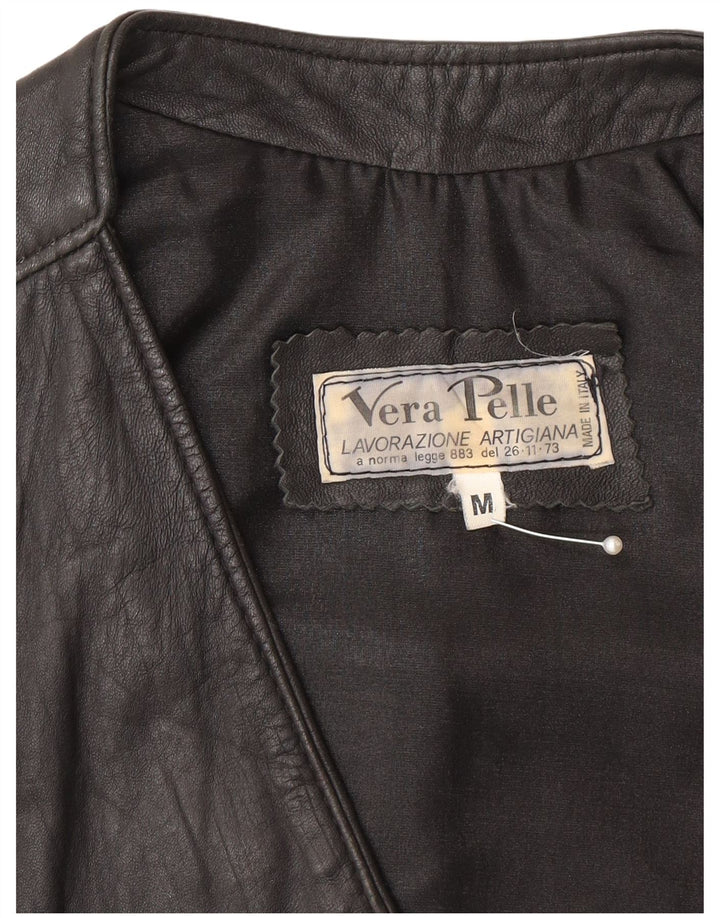 Vintage Herrenweste Mittelgroßes schwarzes Leder